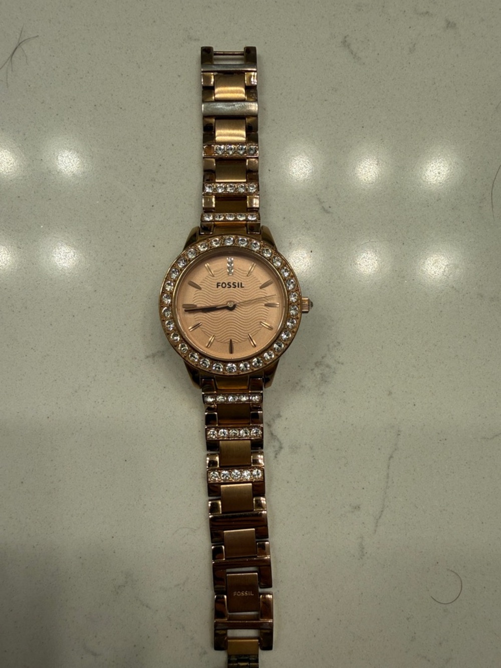 Fossil Rose Gold Tone Crystal Bracelet Watch